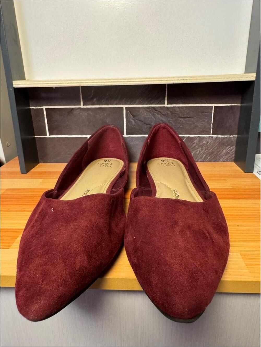 Time and Tru burgundy faux suede flats